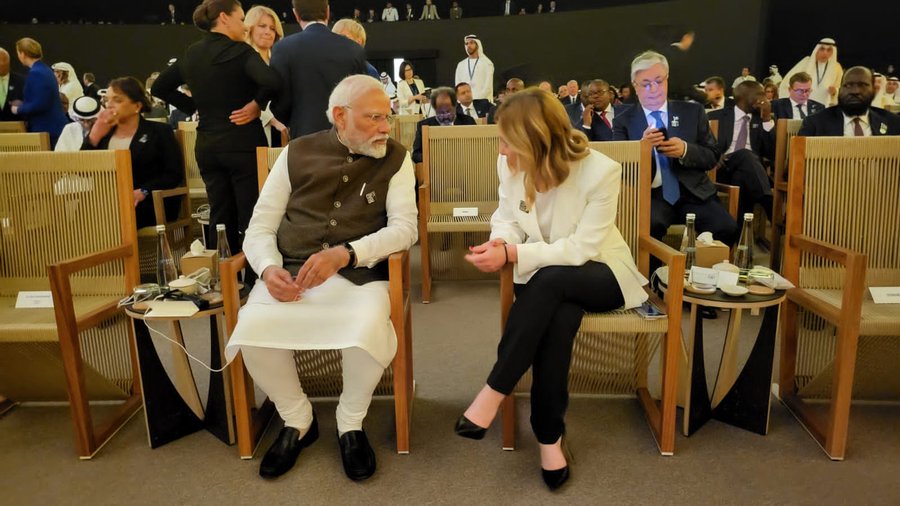 Italian PM Giorgia Meloni's '#Melodi' selfie moment with PM Modi at COP28 Summit